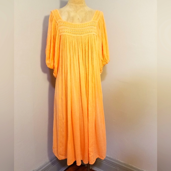 Philhellenic Dresses Vintage Orange Bohemian Gauze Dress 7s